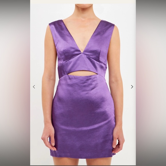 NWT Endless Rose Satin Cut-Out Mini Dress Size M Women Designer Cocktail - Picture 2 of 5